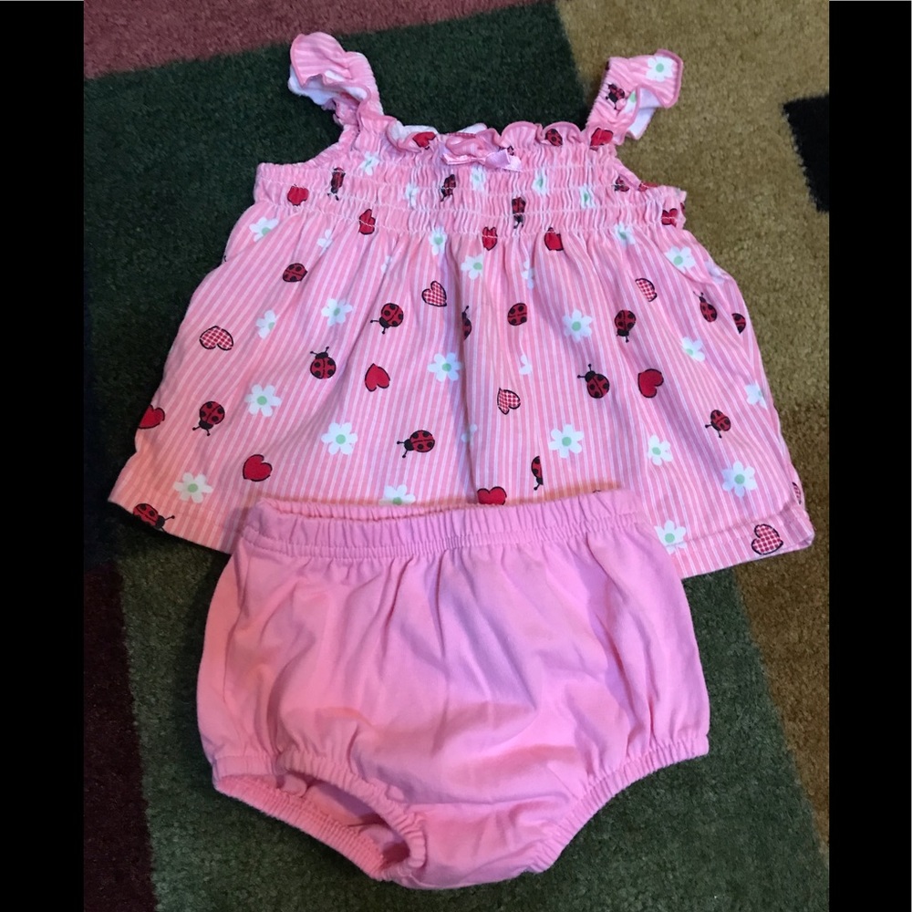 Ladybug/heart infant set